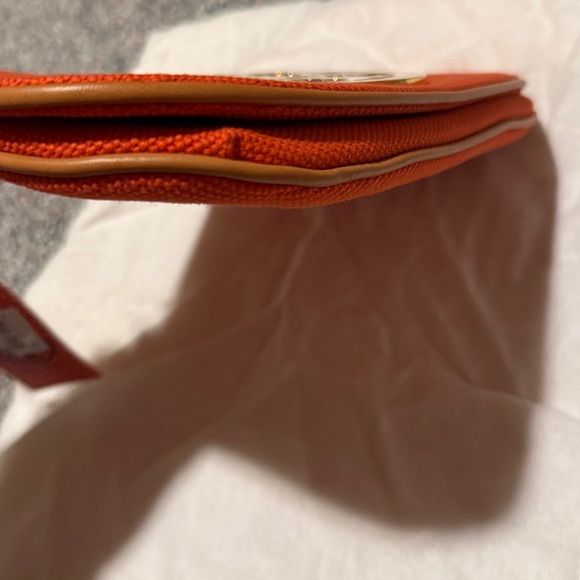 Tory Burch Orange Canvas Logo Clutch Bag